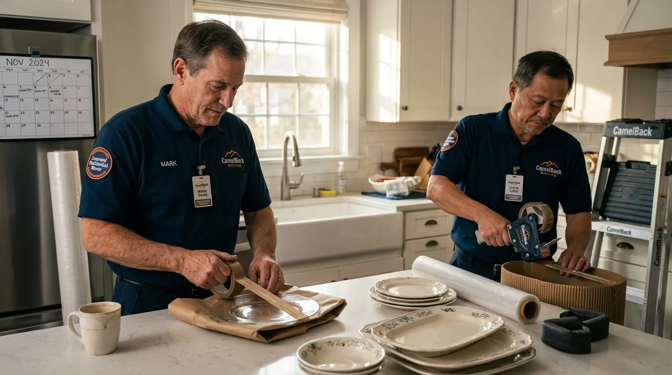 Professional crew packing kitchen dishware in Heber City, UT